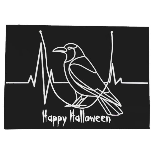 Moderne Kraai & hartslag, minimalistisch, Hallowee Groot Cadeauzakje (Achterkant)
