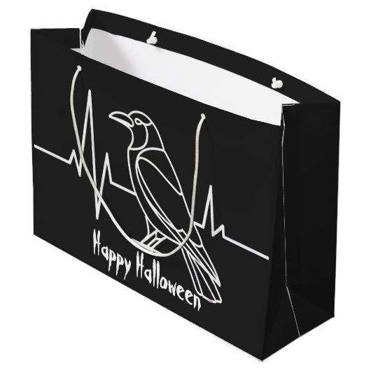 Moderne Kraai & hartslag, minimalistisch, Hallowee Groot Cadeauzakje (Achterkant Gekanteld)