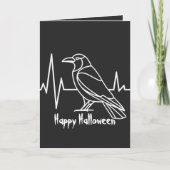 Moderne Kraai & hartslag, minimalistisch, Hallowee Kaart (Voorkant)