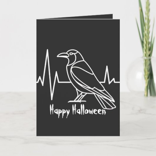 Moderne Kraai & hartslag, minimalistisch, Hallowee Kaart (Voorkant)