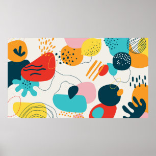 Moderne krabbelachtergrond. Trendy geometric doodl Poster