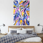 Moderne, Krachtige Abstracte Muurschildering Kleur Canvas Afdruk (Insitu (Slaapkamer))