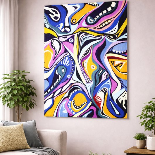 Moderne, Krachtige Abstracte Muurschildering Kleur Canvas Afdruk