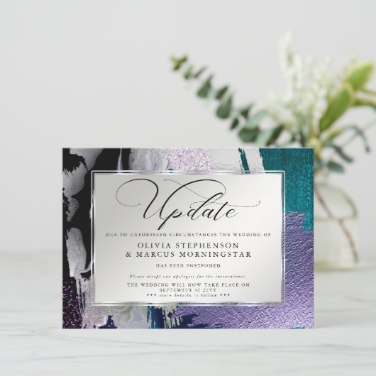 Moderne Krachtige Abstracte Orchidee Aquamarijn Ui Kaart (Staand voorkant)