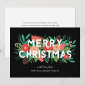 Moderne Krachtige Bloemrijke Prettig Kerstmis Fami Feestdagenkaart (Voorkant / Achterkant)