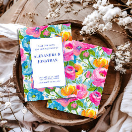 Moderne Krachtige Fellevende Kleurrijke Bloemrijke Save The Date