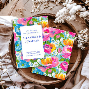 Moderne Krachtige Fellevende Kleurrijke Bloemrijke Save The Date