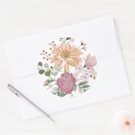 Moderne Krachtige Gele & Roze Bloem Ronde Sticker