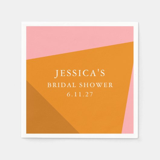 Moderne Krachtige Geometrische Roze Oranje Bruidsd Servet (Voorkant)