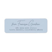 Moderne Krachtige Handgeschreven Stofblauwe Retour Etiket (Voorkant)