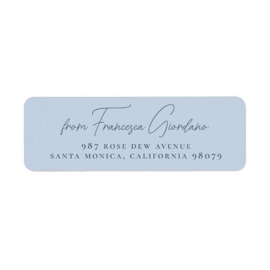 Moderne Krachtige Handgeschreven Stofblauwe Retour Etiket (Voorkant)