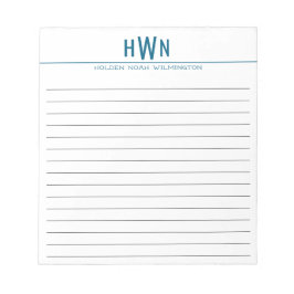 Moderne Krachtige Monogram Eenvoudige Heren- Notitieblok
