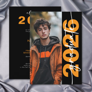 Moderne Krachtige Oranje Typografie Grad Afkondigi Kaart