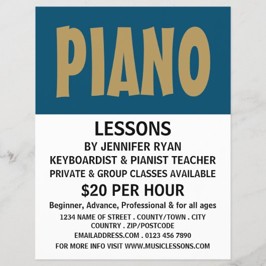 Moderne, krachtige, pianoles flyer (Voorkant)