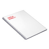 Moderne Krachtige Rode Naam Minimalistisch Profess Notitieboek (Rechterzijde)