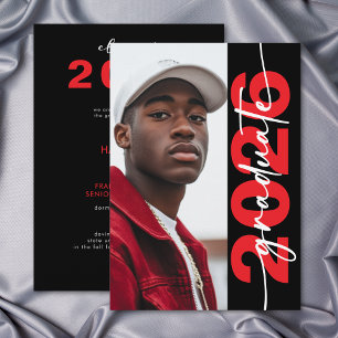 Moderne Krachtige Rode Typografie Grad Aankondigin Kaart