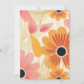 Moderne, Krachtige Roze & Gele Retro Bloemen Kaart (Achterkant)