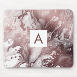 Moderne Krachtige Roze Goud & Witte Marmer Monogra Muismat
