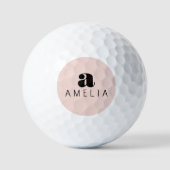 Moderne Krachtige Roze Monogram Naam Golfballen (Voorkant)