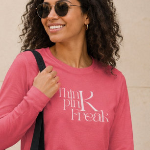 Moderne Krachtige 'Think Pink Freak'-Typografie Tri-Blend Shirt