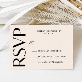Moderne Krachtige Typografie Crème Trouwkaart RSVP Kaartje