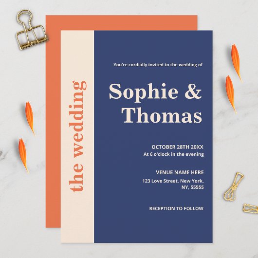 Moderne Krachtige Typografie Marineblauw Oranje Tr Kaart