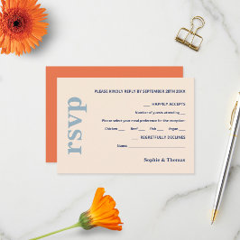 Moderne Krachtige Typografie Trouw Stof Blauw Abri RSVP Kaartje