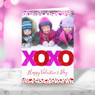 Moderne Krachtige XOXO Valentijnsdag Harten Foto  Feestdagen Kaart