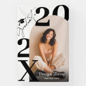 Moderne Krachtige Zwarte Witte Trendy foto afstude Spandoek (Verticaal)