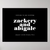 Moderne Krachtige Zwarte Witte Welkom Bruiloft Poster (Voorkant)