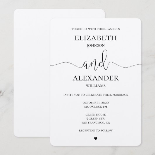 Moderne kraft bruiloft uitnodiging. Eenvoudige uit Kaart (Voorkant / Achterkant)