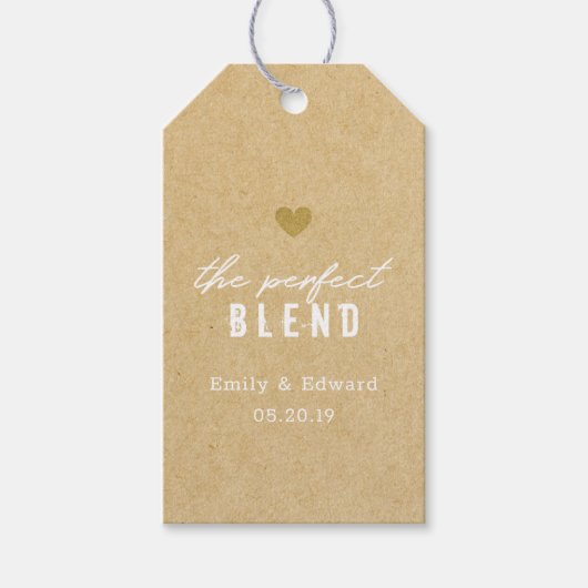 Moderne Kraft De Perfecte Blend Trouwkoffie Cadeaulabel (Voorkant)