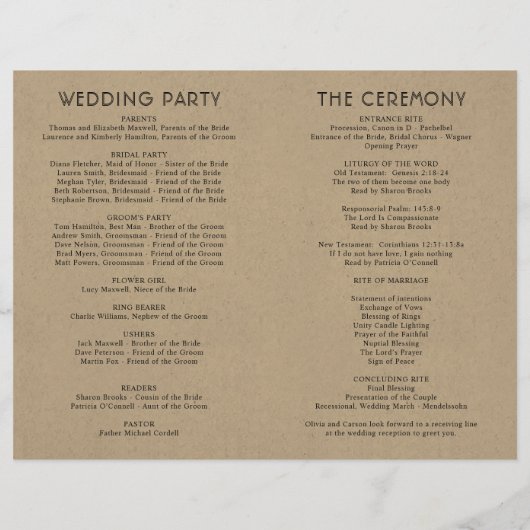 Moderne kraft- en Black Script Wedding-programma's (Achterkant)