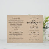 Moderne kraft- en Black Script Wedding-programma's (Staand voorkant)