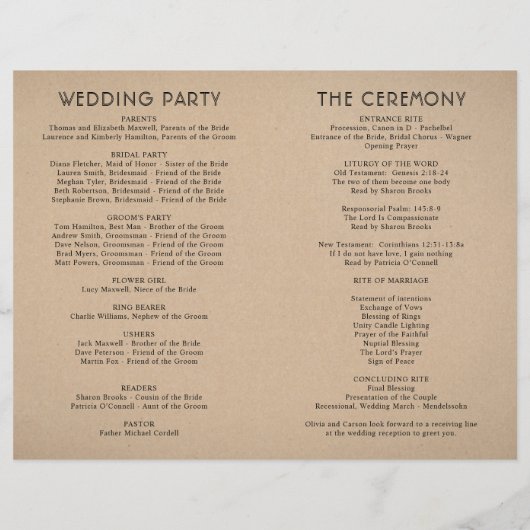Moderne kraft- en Black Script Wedding-programma's (Achterkant)