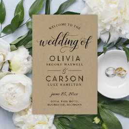 Moderne kraft- en Black Script Wedding-programma's