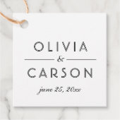 Moderne Kraft en Zwart Bruiloft Monogram Foto Bedankjes Labels (Voorkant)