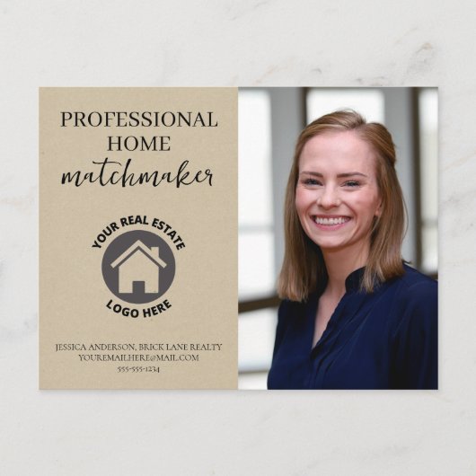 Moderne Kraft Paper Real Estate Marketing voegt Lo Briefkaart (Voorkant)