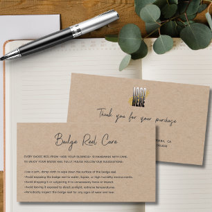 Moderne Kraft Papier Logo Badge Reel Care Visitekaartje