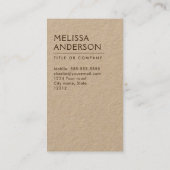 Moderne Kraft papier minimalistische professional Visitekaartje (Achterkant)