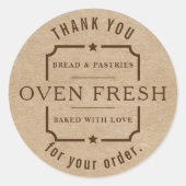 Moderne Kraft rustieke bruin dank u bakkerij Ronde Sticker (Voorkant)