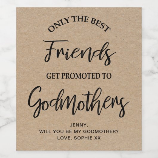 Moderne Kraft textuur peetmoeder voorstel Wijn Etiket (Enkel label)