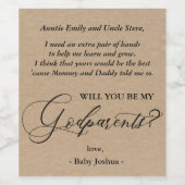 Moderne Kraft textuur peetouders voorstel Wijn Etiket (Enkel label)