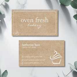 Moderne Kraft Witte Cupcake Bakkerij Visitekaartje