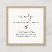 Moderne kraft witte schaar branding haarstylist vierkante visitekaartje (Achterkant)