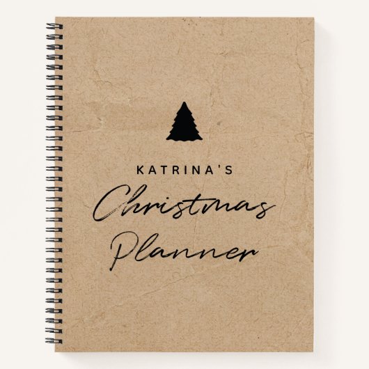 Moderne kraftpapier Eenvoudige kerstplanner Notitieboek (Voorkant)