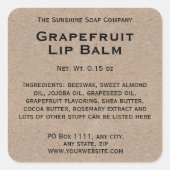 Moderne kraftpapier stijl lippenbalsem tube label (Voorkant)
