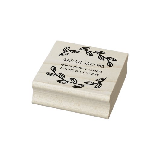 Moderne krans & aangepaste naam | Retouradres Rubberstempel (Stempel)