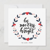 Moderne krans Berry Be Merry en Bright Christmas Feestdagenkaart (Voorkant)