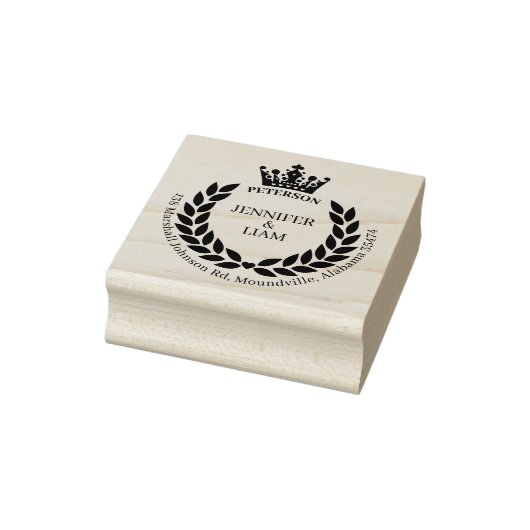 Moderne krans en kroon aangepaste retour adres rubberstempel (Stempel)